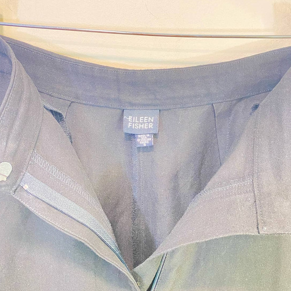 VTG Black Eileen Fisher Linen Blend Trousers Small USA Made With Italian Fabrics - Picture 6 of 8